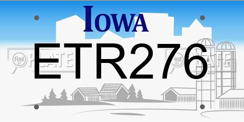 ETR276 Iowa License Plate