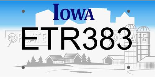 ETR383 Iowa License Plate
