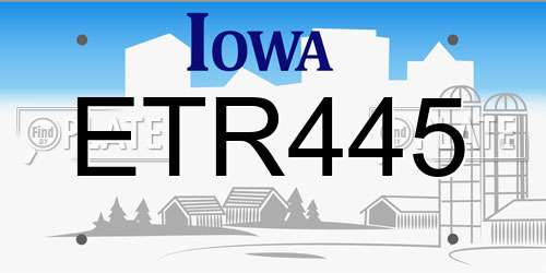 ETR445 Iowa License Plate