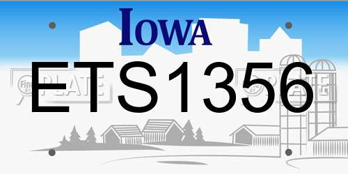 ETS1356 Iowa License Plate