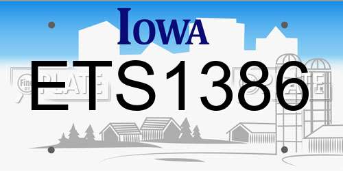 ETS1386 Iowa License Plate