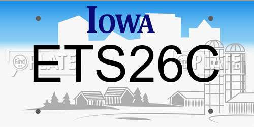 ETS26C Iowa License Plate