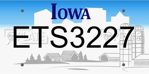 ETS3227 Iowa License Plate