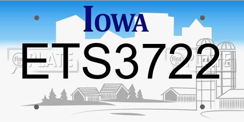 ETS3722 Iowa License Plate