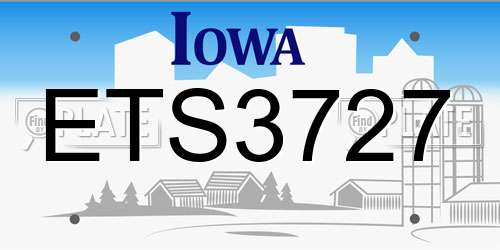 ETS3727 Iowa License Plate