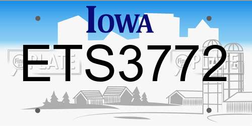 ETS3772 Iowa License Plate