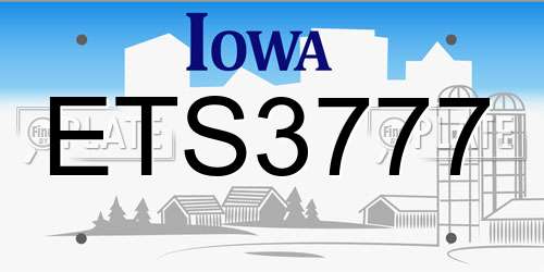 ETS3777 Iowa License Plate