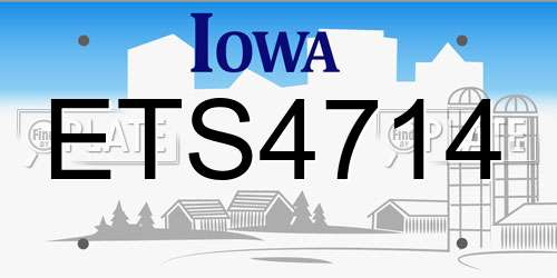 ETS4714 Iowa License Plate