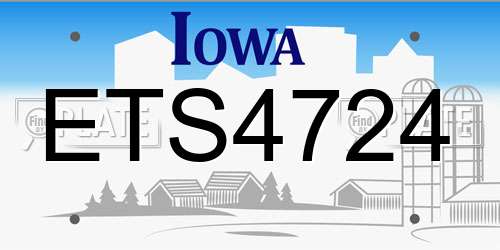 ETS4724 Iowa License Plate
