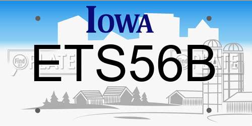 ETS56B Iowa License Plate