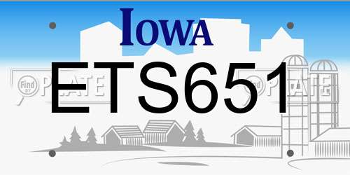 ETS651 Iowa License Plate