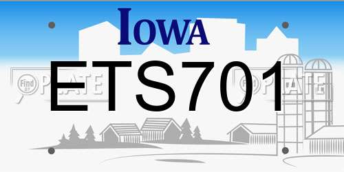 ETS701 Iowa License Plate