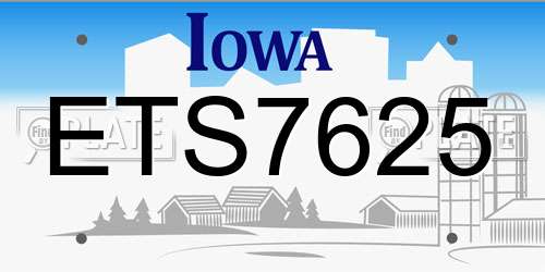 ETS7625 Iowa License Plate