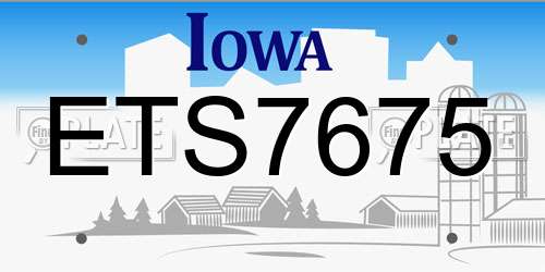 ETS7675 Iowa License Plate