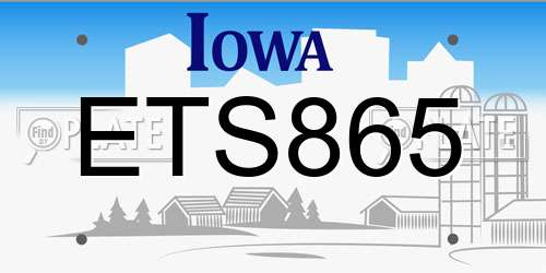 ETS865 Iowa License Plate