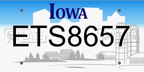ETS8657 Iowa License Plate
