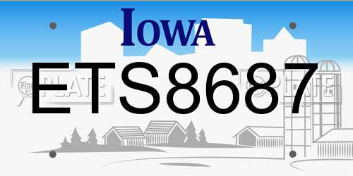 ETS8687 Iowa License Plate