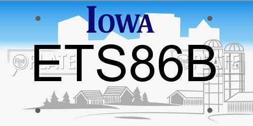 ETS86B Iowa License Plate