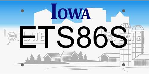 ETS86S Iowa License Plate