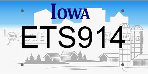 ETS914 Iowa License Plate