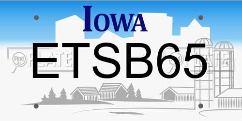 ETSB65 Iowa License Plate