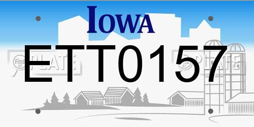 ETT0157 Iowa License Plate