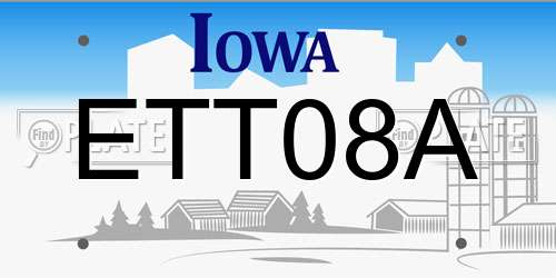 ETT08A Iowa License Plate