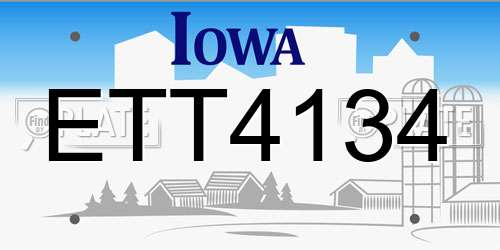 ETT4134 Iowa License Plate