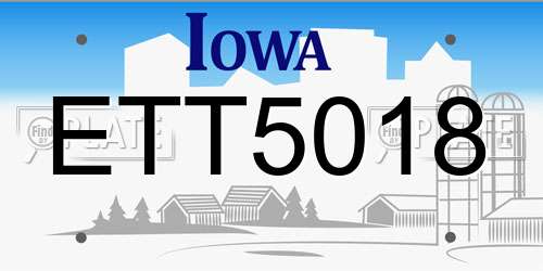 ETT5018 Iowa License Plate