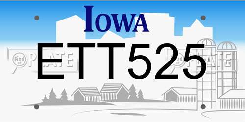 ETT525 Iowa License Plate