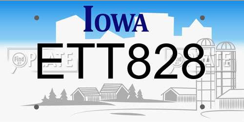 ETT828 Iowa License Plate