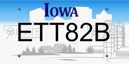 ETT82B Iowa License Plate