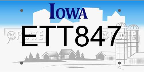 ETT847 Iowa License Plate