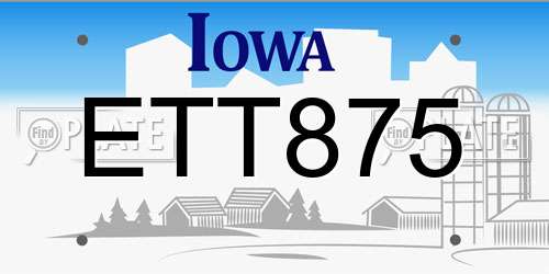 ETT875 Iowa License Plate