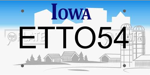 ETTO54 Iowa License Plate