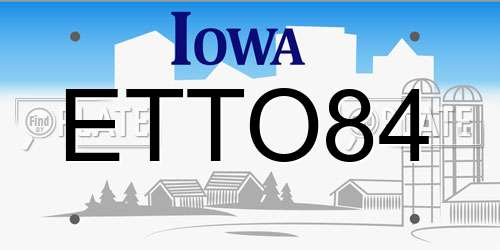 ETTO84 Iowa License Plate
