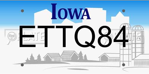 ETTQ84 Iowa License Plate