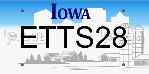 ETTS28 Iowa License Plate