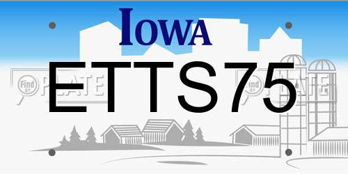 ETTS75 Iowa License Plate