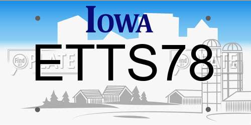 ETTS78 Iowa License Plate