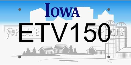 ETV150 Iowa License Plate