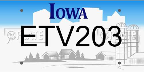 ETV203 Iowa License Plate