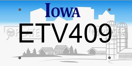 ETV409 Iowa License Plate