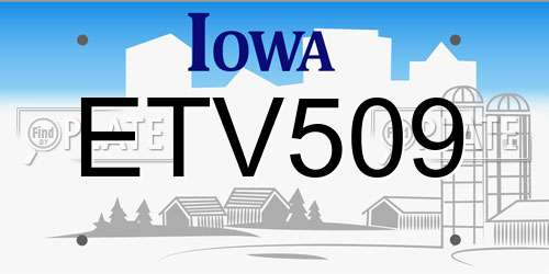 ETV509 Iowa License Plate