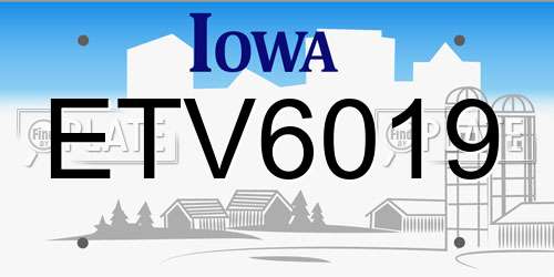 ETV6019 Iowa License Plate