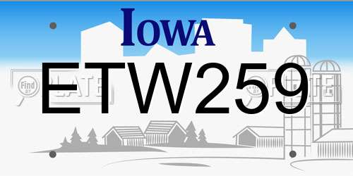 ETW259 Iowa License Plate