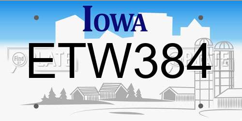 ETW384 Iowa License Plate