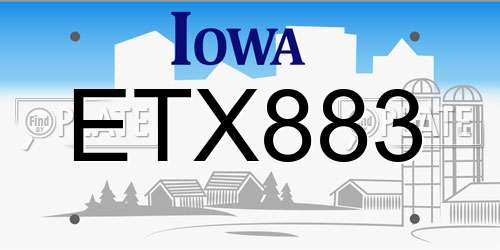 ETX883 Iowa License Plate