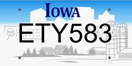 ETY583 Iowa License Plate