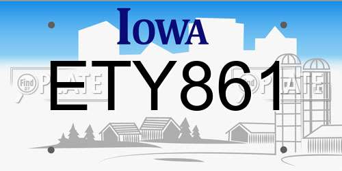 ETY861 Iowa License Plate